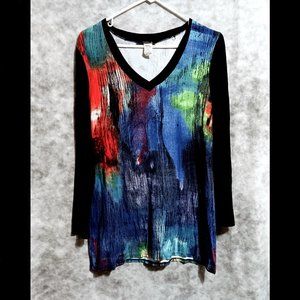 Sophie A Multicolor Top Wmns Sz M - LS V-neck